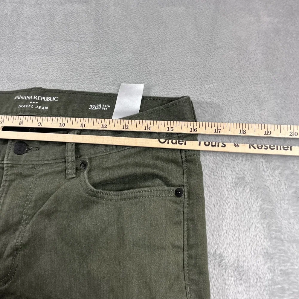 Banana Republic Travel Jean Mens 32x30 Slim Fit Olive Green 5-Pocket Pants